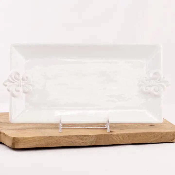 Fleur de Lis Embossed Small Rectangle Platter - A Taste of Kentucky