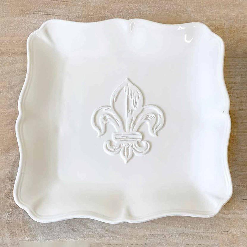 Fleur de Lis Embossed Square Plate - A Taste of Kentucky