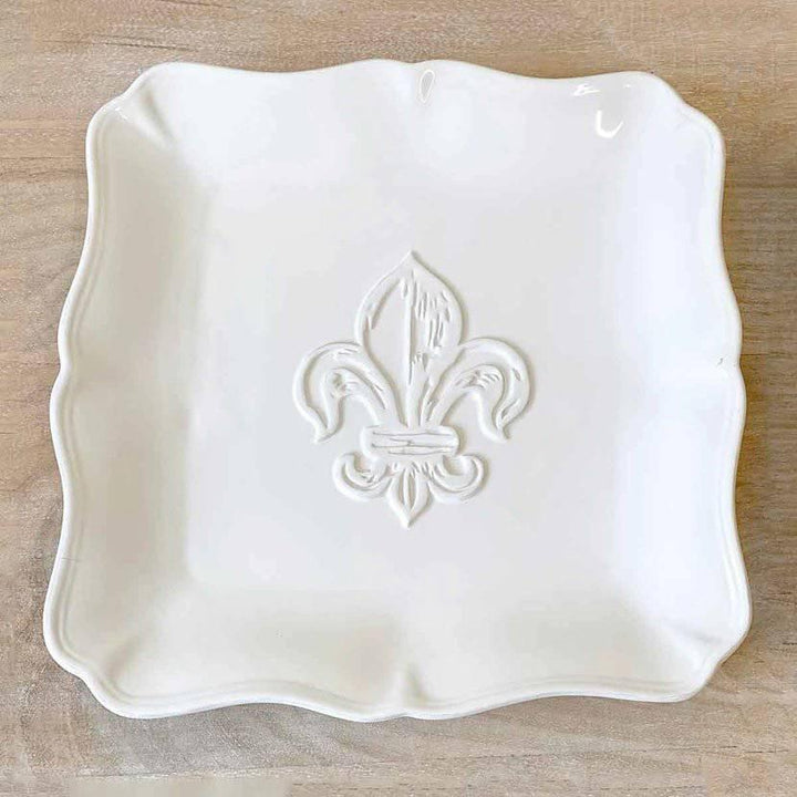 Fleur de Lis Embossed Square Plate - A Taste of Kentucky