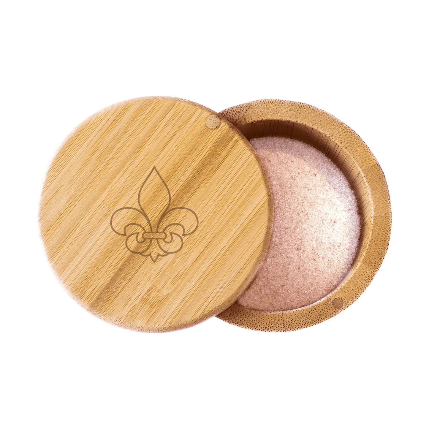 Fleur de Lis Engraved Bamboo Salt & Storage Box - A Taste of Kentucky