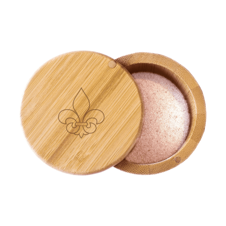 Fleur de Lis Engraved Bamboo Salt & Storage Box - A Taste of Kentucky