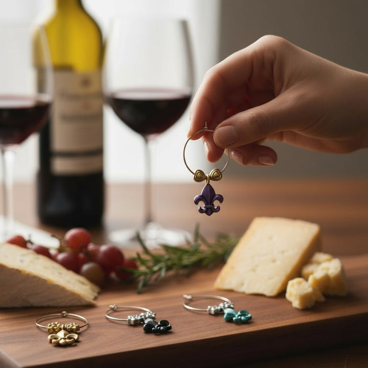 12-Piece Fleur-de-Lis Wine Glass Charms Set