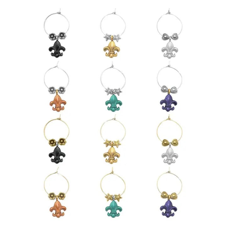 12-Piece Fleur-de-Lis Wine Glass Charms Set
