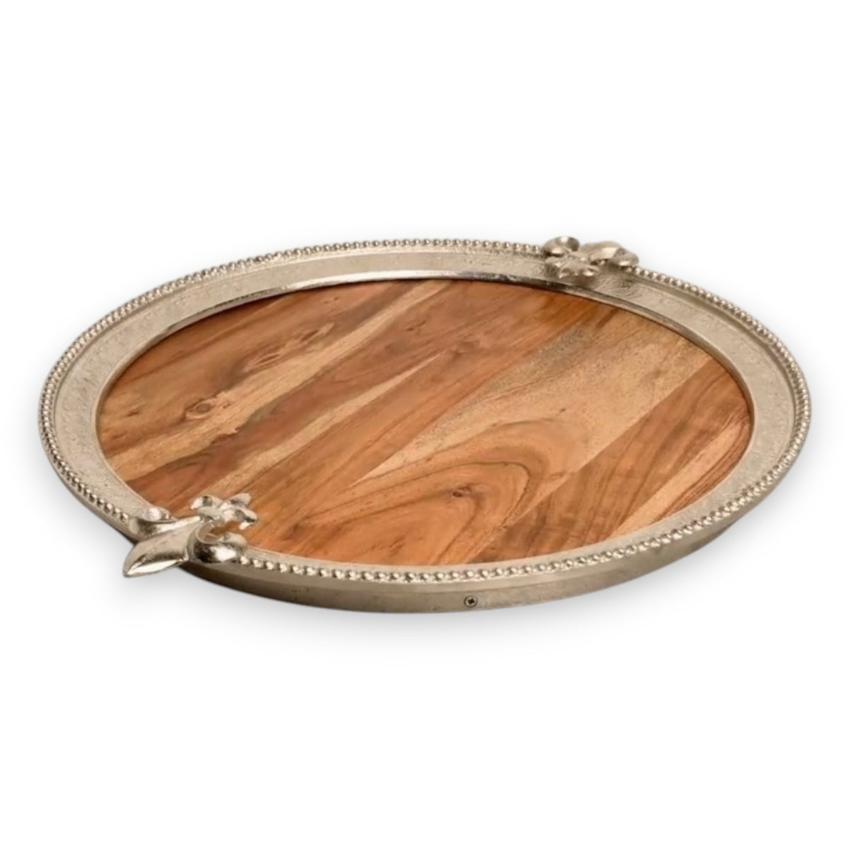 Round Wood Fleur de Lis Aluminum Border Board