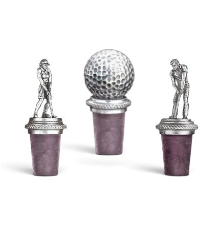 Golf Bottle Stopper | Solid Pewter Golfer, Golf Ball, or Lady Golfer Wine & Bourbon Stopper - A Taste of Kentucky