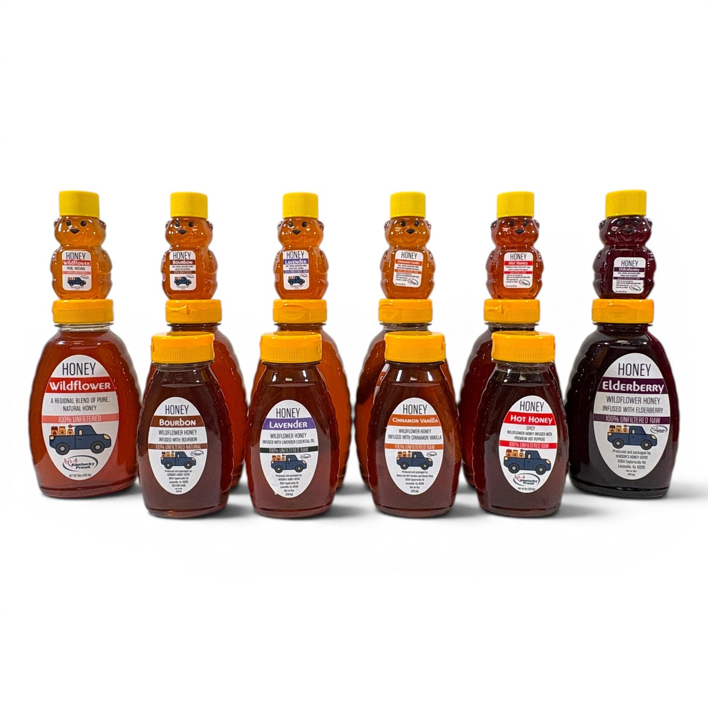 Henson's Honey Depot Raw Honey | Natural, Unfiltered Kentucky Honey in 6 Flavors: Wildflower, Bourbon, Hot Honey, Cinnamon Vanilla, Elderberry & Lavender - A Taste of Kentucky