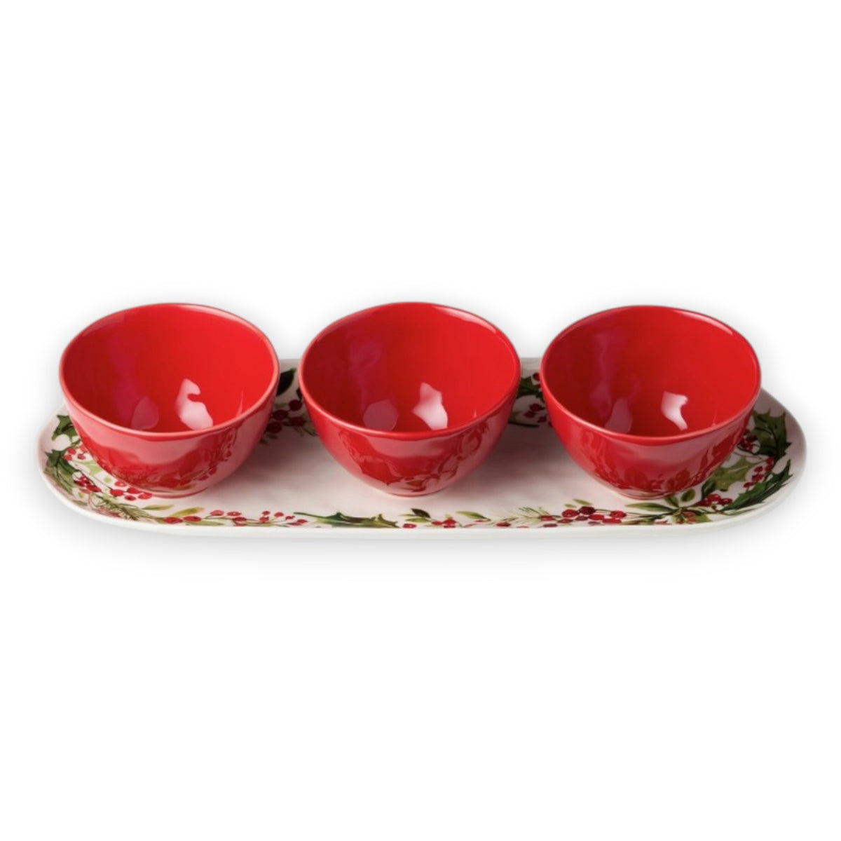 Holly and Vines 4pc Tray with Condiment Bowls