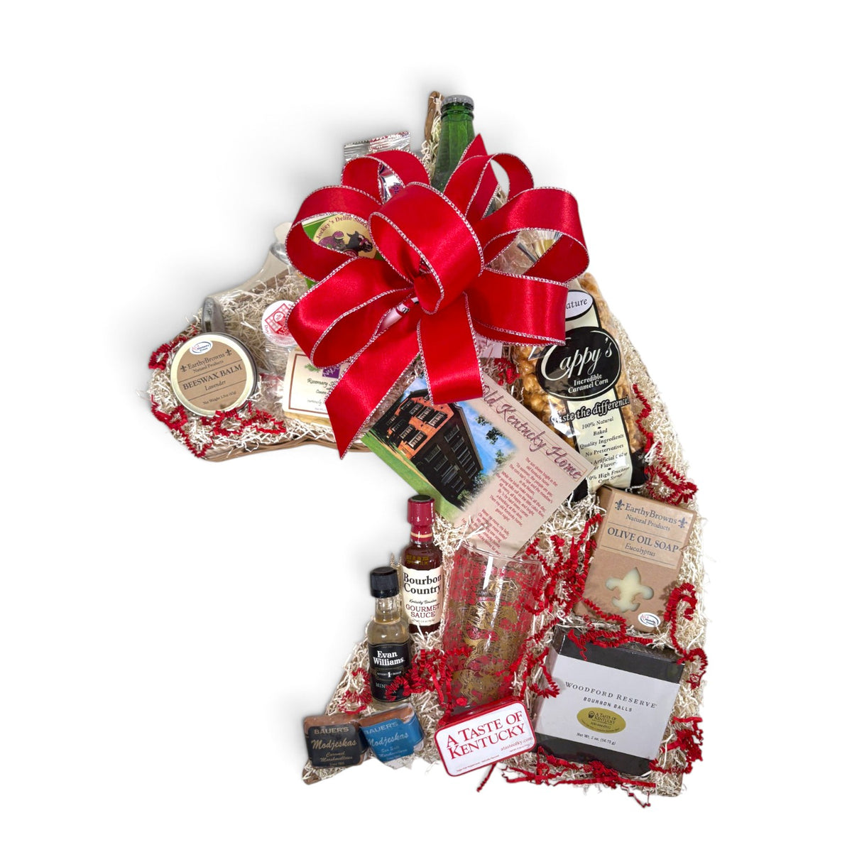 Horse Head Gift Basket | Kentucky Derby Gift Basket with Bourbon Chocolates, Mint Julep Glass & More - A Taste of Kentucky