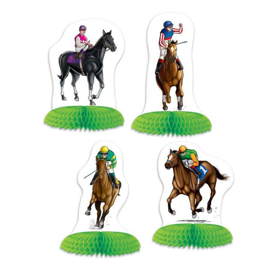 Horse Racing Table Decor Mini Centerpieces with dual-sided designs and green art-tissue bases, perfect for Derby-themed celebrations.