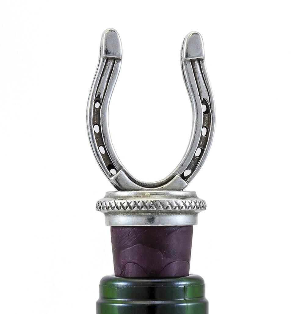 Horse Bottle Stopper | Solid Pewter Horse Shoe or Racehorse Wine & Bourbon Stopper - A Taste of Kentucky