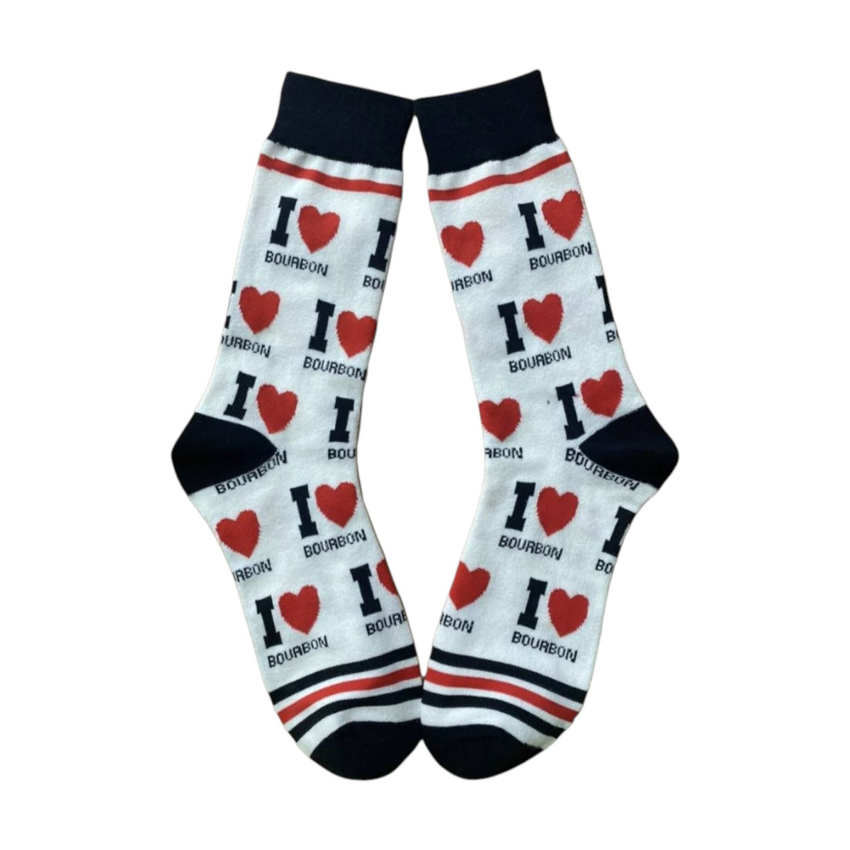 Bourbon Men's Novelty Crew Socks — I Love Bourbon & Bourbon Bottles Kentucky Gift