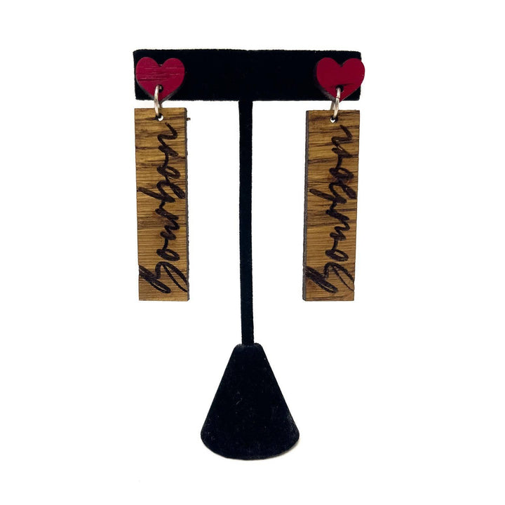 I Love Bourbon Wood Earrings - A Taste of Kentucky