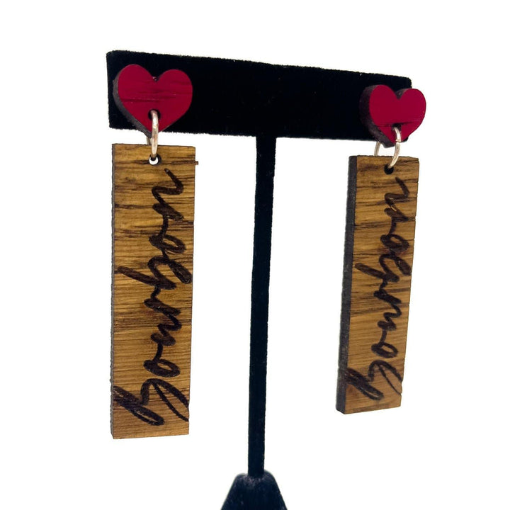 I Love Bourbon Wood Earrings - A Taste of Kentucky
