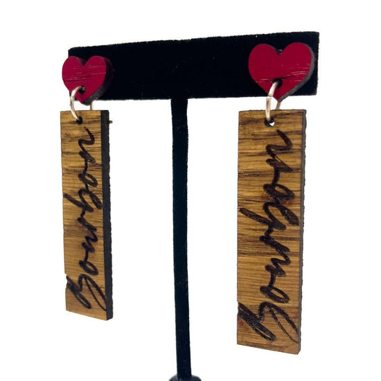 I Love Bourbon Wood Earrings - A Taste of Kentucky