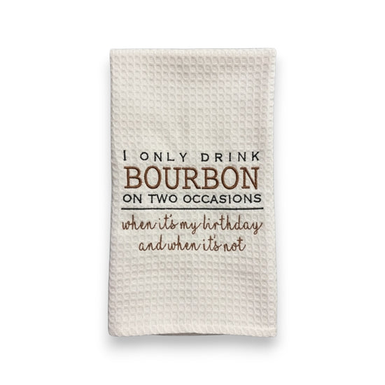 Bourbon Embroidered Tea Towel