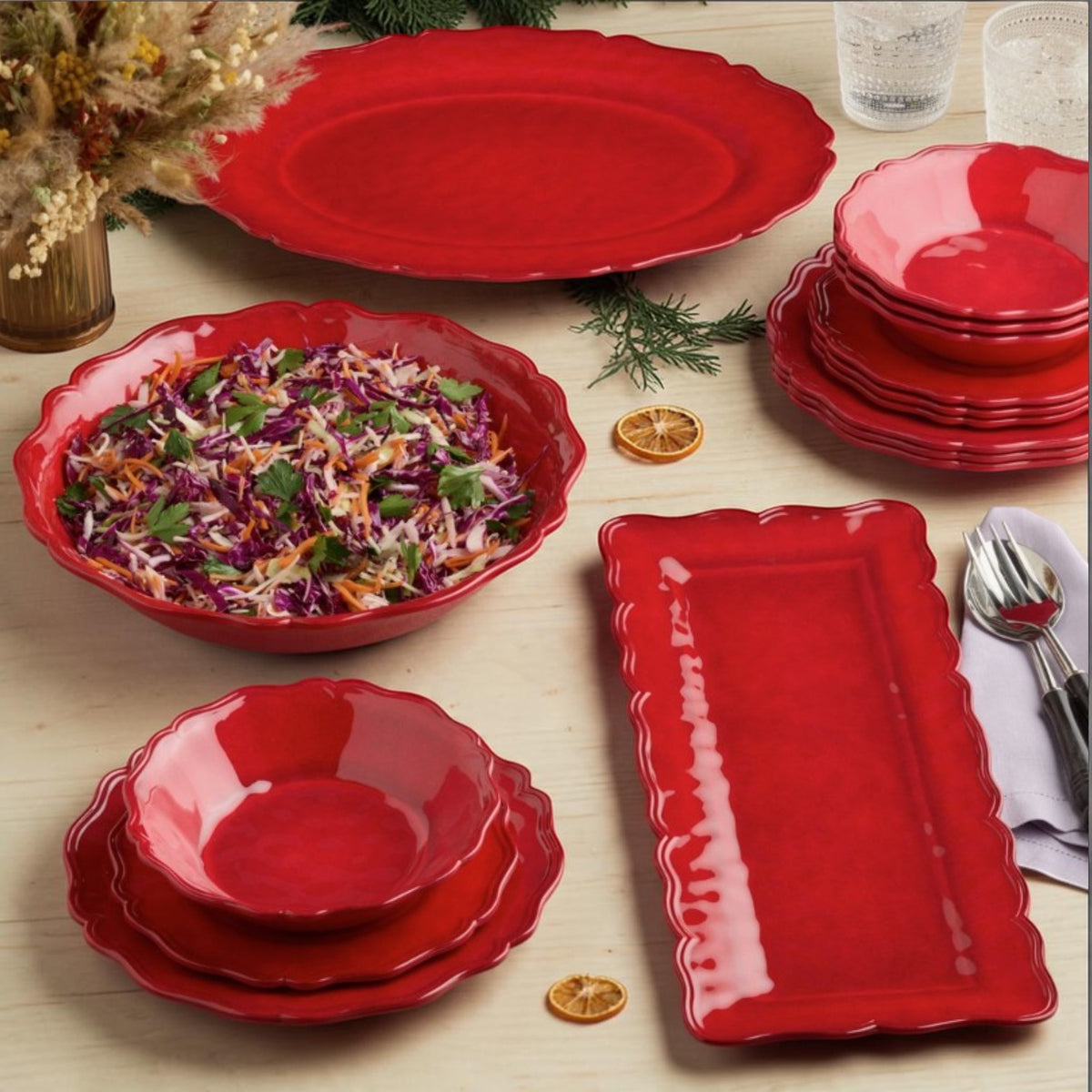 Isabella Red Holiday Large Melamine Bowl - A Taste of Kentucky