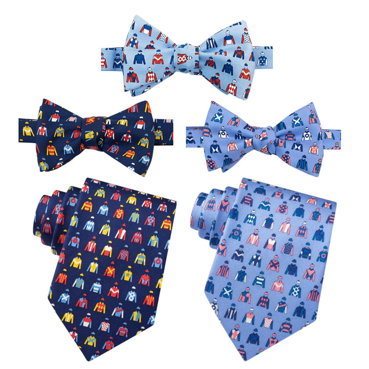 Jockey Chic 100% Silk Tie & Bow Tie - Kentucky Derby Equestrian Pattern - A Taste of Kentucky