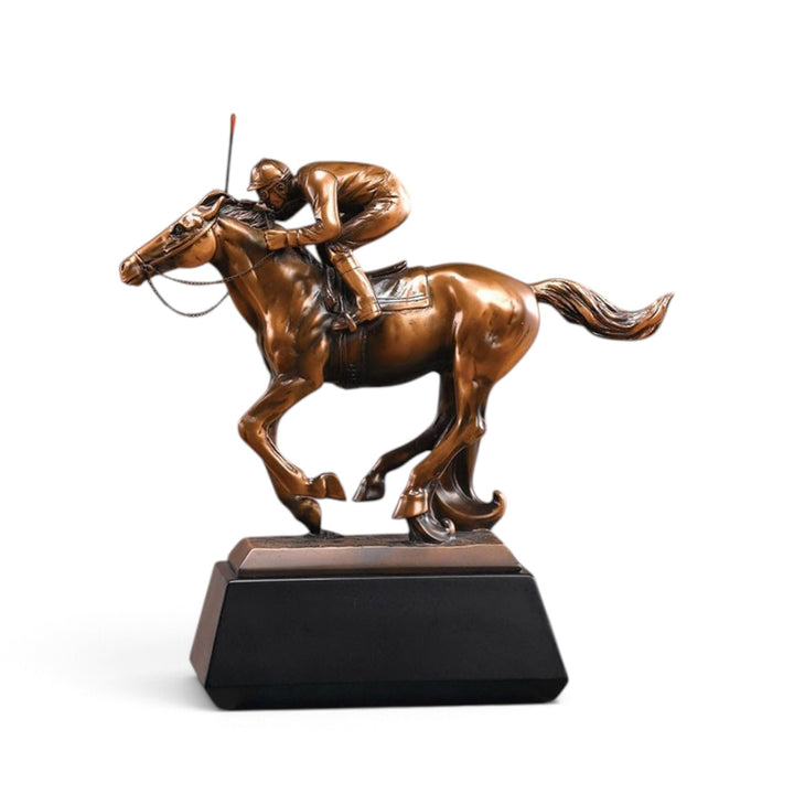 Jockey on Horse Racing Sculpture | 10" Decorative Jockey Figurine