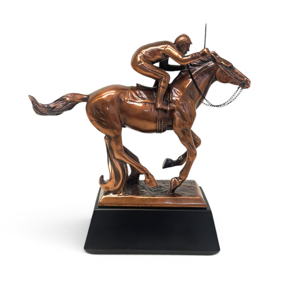 Jockey on Horse Racing Sculpture | 10" Decorative Jockey Figurine