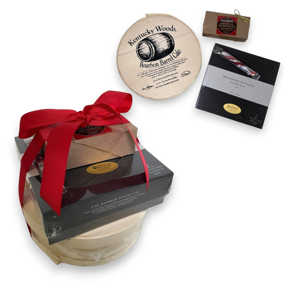 Kentucky Bourbon Cake and Candy Sampler | Bourbon Barrel Cake, Woodford Reserve Bourbon Balls & Modjeska's Gift Tower - A Taste of Kentucky