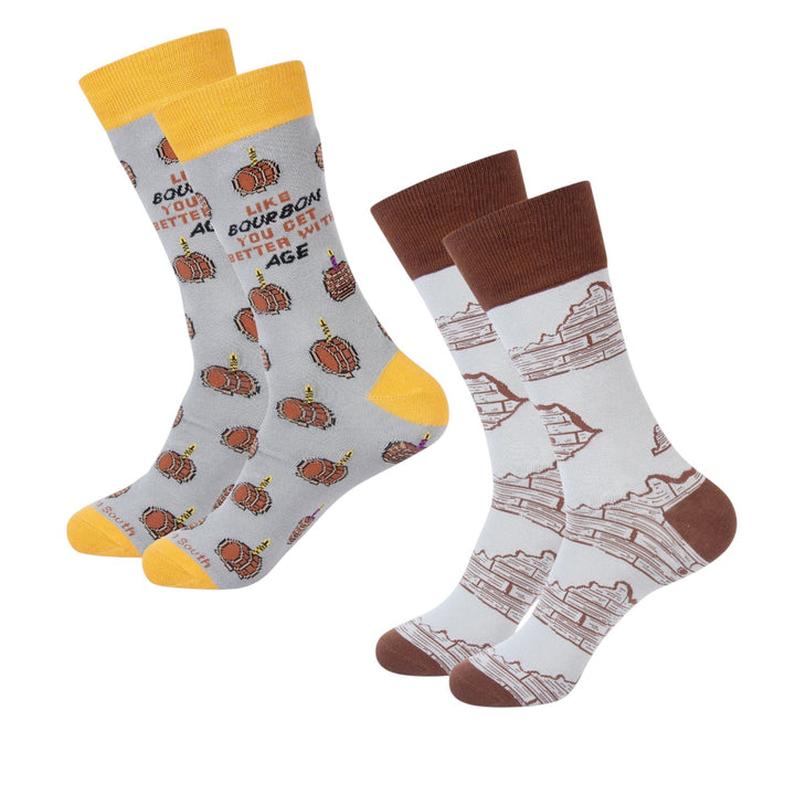 Kentucky Bourbon Novelty Socks — Better With Age & Barrel Stave Designs - A Taste of Kentucky