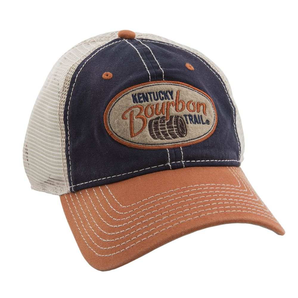 Kentucky Bourbon Trail Navy & Orange Mesh Back Hat - A Taste of Kentucky