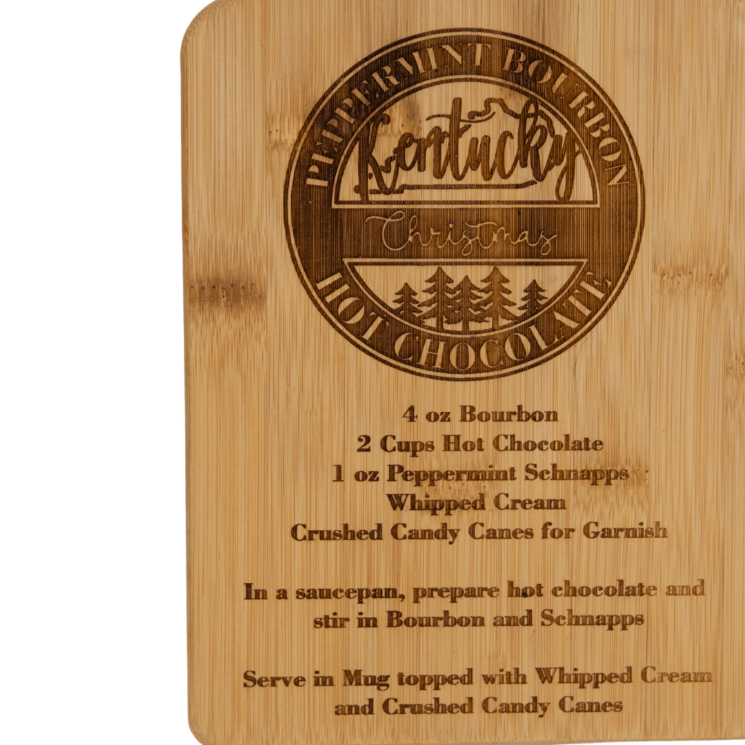 Kentucky Christmas Peppermint Bourbon Hot Chocolate Recipe Bamboo Cutting Board - A Taste of Kentucky