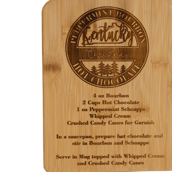 Kentucky Christmas Peppermint Bourbon Hot Chocolate Recipe Bamboo Cutting Board - A Taste of Kentucky