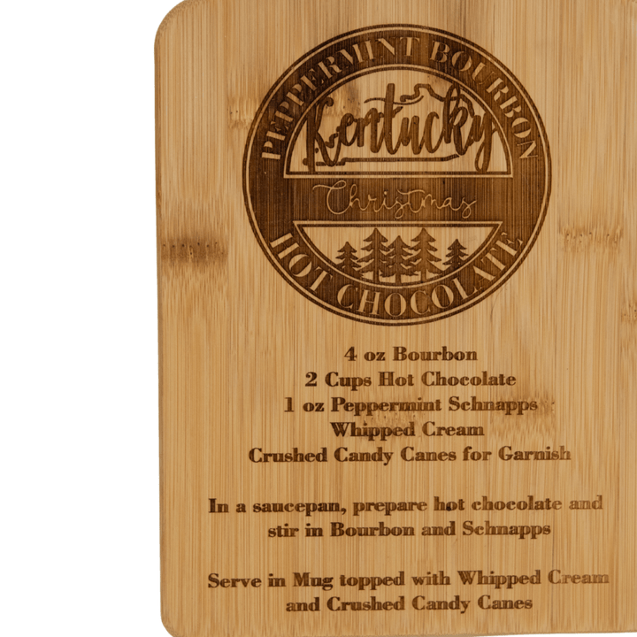 Kentucky Christmas Peppermint Bourbon Hot Chocolate Recipe Bamboo Cutting Board - A Taste of Kentucky