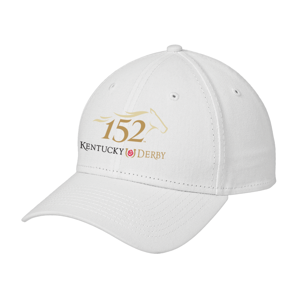 White cap with '152 Kentucky Derby' logo on a white background