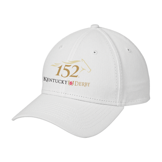 White cap with '152 Kentucky Derby' logo on a white background