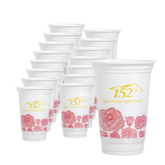 A neat stack of official 152nd Kentucky Derby 16oz plastic cups