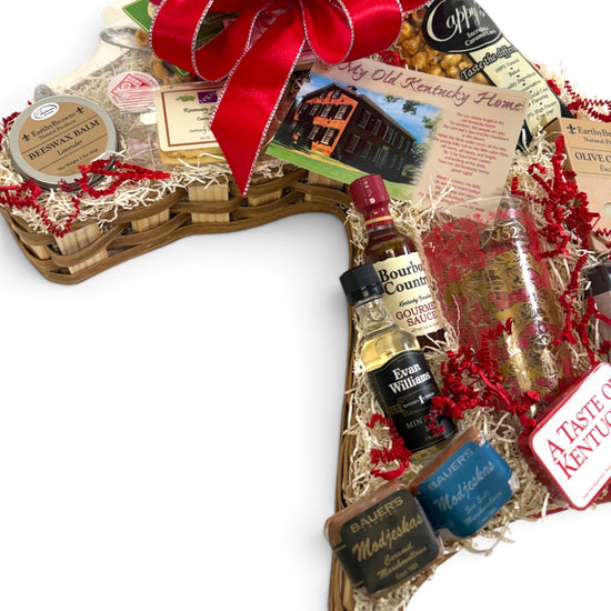 Horse Head Gift Basket | Kentucky Derby Gift Basket with Bourbon Chocolates, Mint Julep Glass & More - A Taste of Kentucky