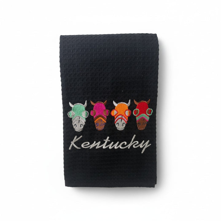 Kentucky Derby Embroidered Horse Head Tea Towel - A Taste of Kentucky