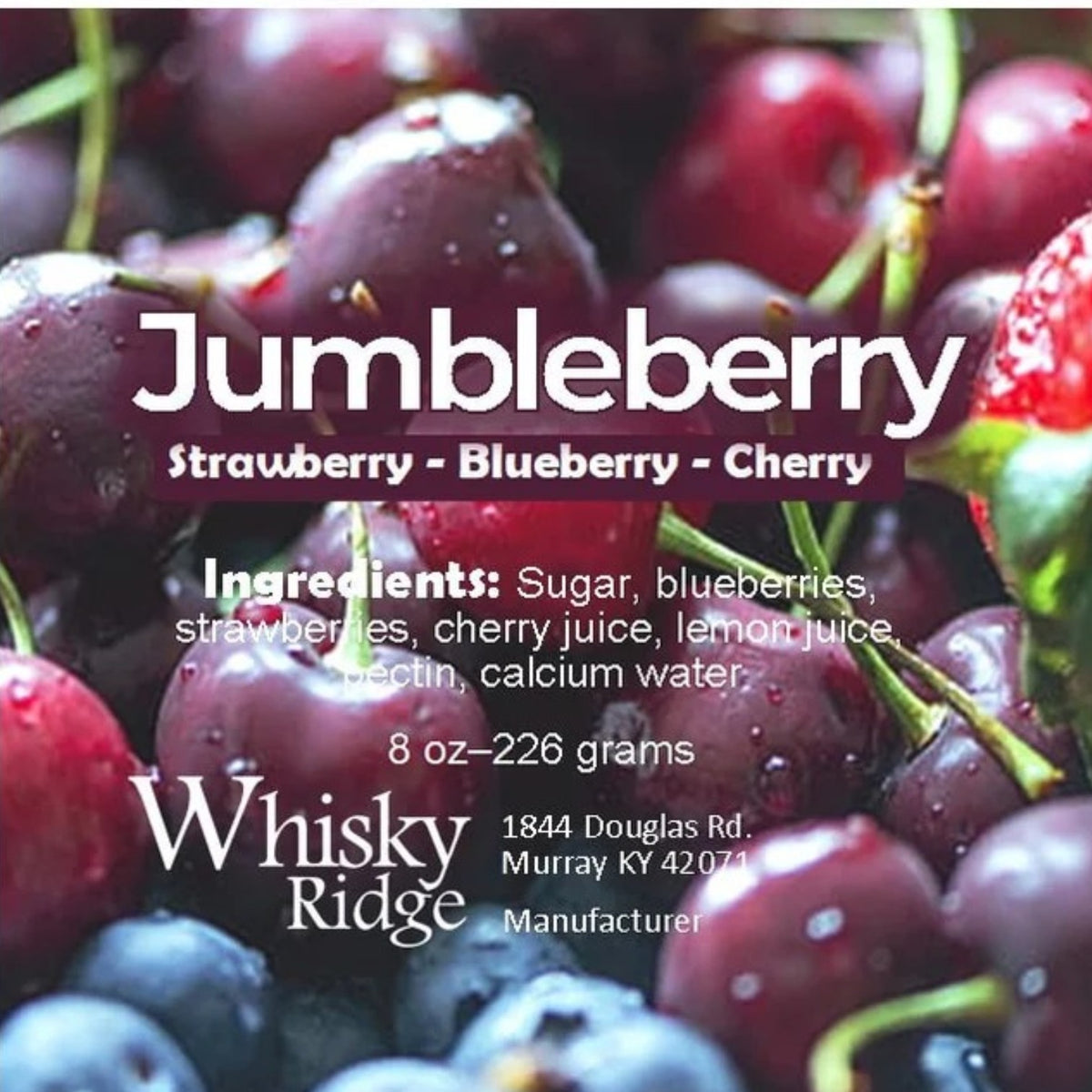 Kentucky Fresh Jam Jumbleberry Jam | Strawberry, Blueberry & Cherry Jam from Whisky Ridge Farm (8 oz Jar)