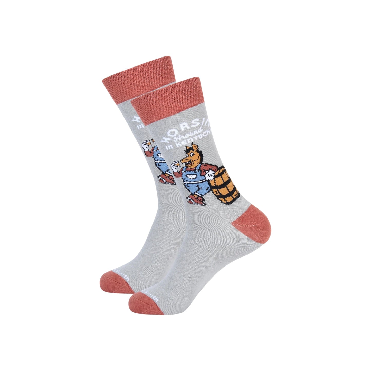 Socks with cartoon character design on a white background