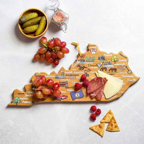 Kentucky Shape Cutting Board with Fish Kiss™ Artwork - A Taste of Kentucky