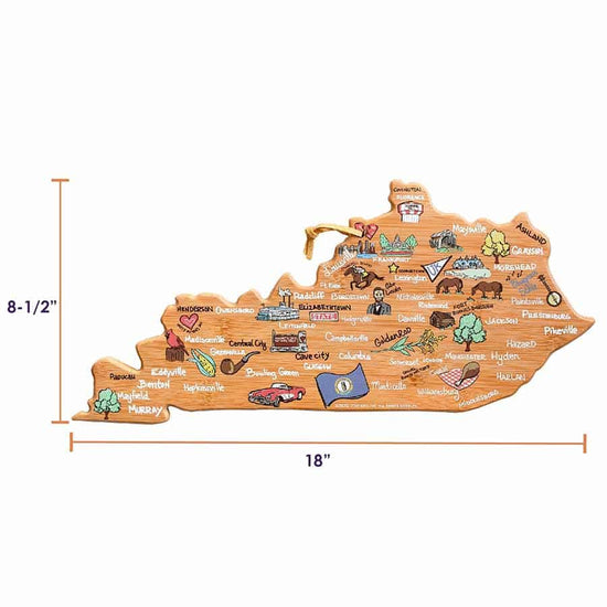 Kentucky Shape Cutting Board with Fish Kiss™ Artwork - A Taste of Kentucky