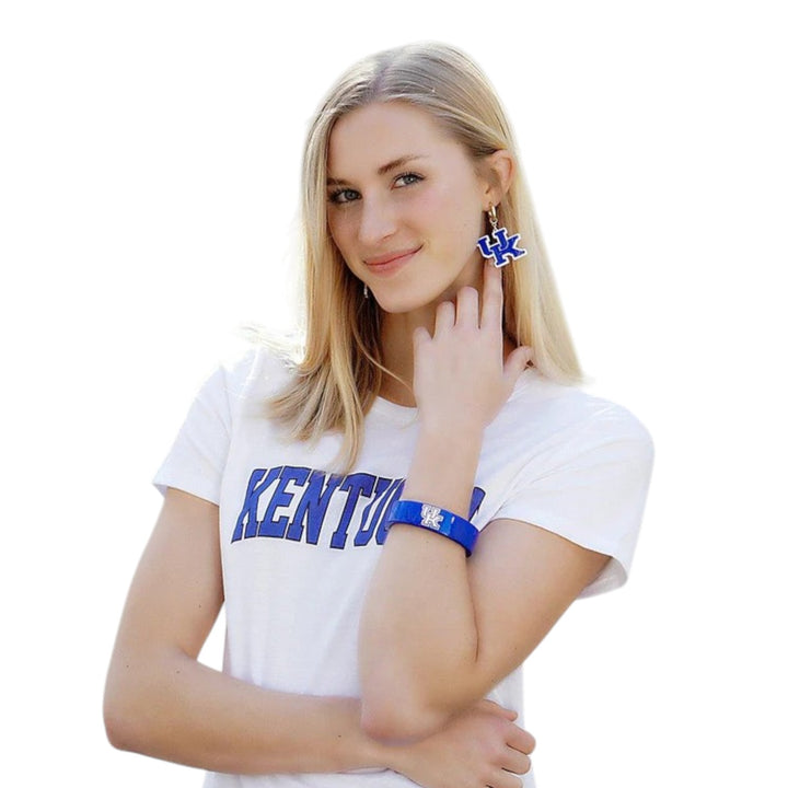 Kentucky Wildcats Resin Logo Drop Hoop Earrings – Blue - A Taste of Kentucky