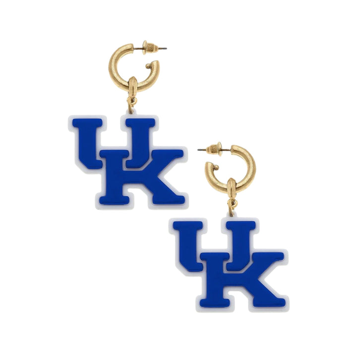 Kentucky Wildcats Resin Logo Drop Hoop Earrings – Blue - A Taste of Kentucky