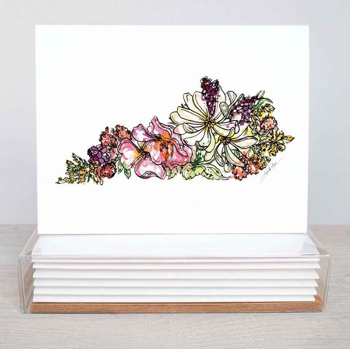 Kentucky state in wildflowers on note card set