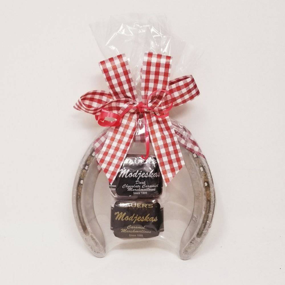 Kicked Up Horseshoe with 2 Pc. Bauer’s Candies Modjeskas - A Taste of Kentucky