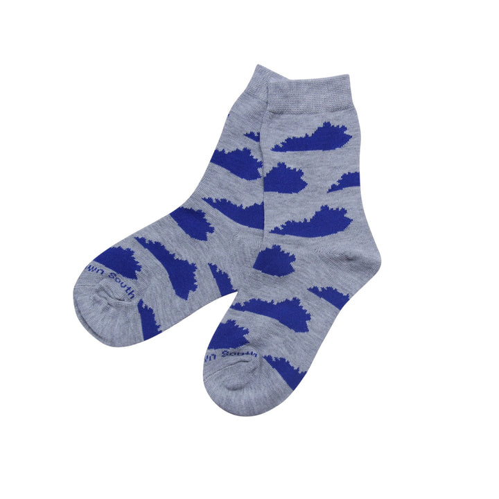 Kids Grey/Blue Kentucky Socks - Toddler & Little Kid Sizes - A Taste of Kentucky