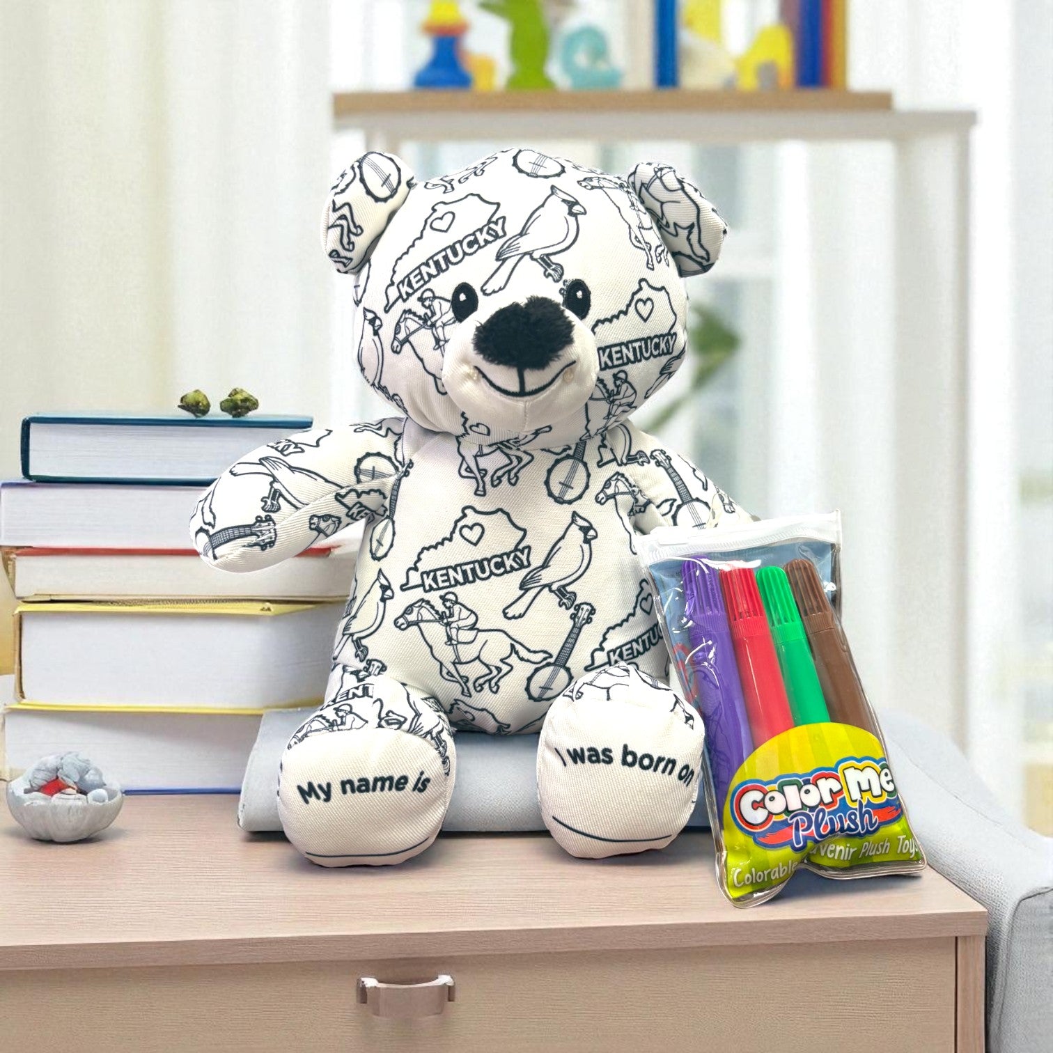 Old Kentucky BEARSぬいぐるみ Color Me Plush Kentucky Bear | Kids' Gift Set