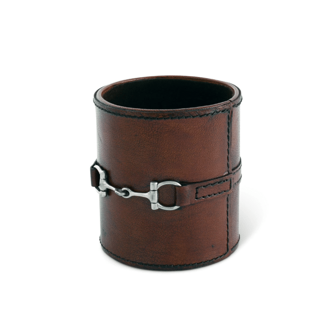 Leather Pewter Stirrup Accent Pen Holder - A Taste of Kentucky