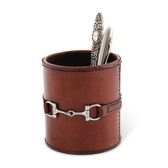 Leather Pewter Stirrup Accent Pen Holder - A Taste of Kentucky