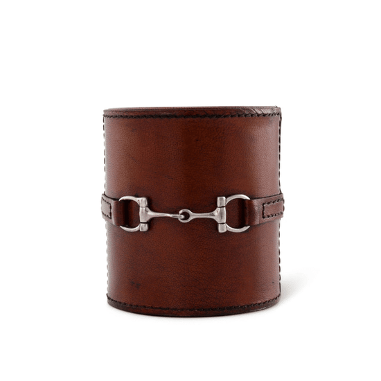 Leather Pewter Stirrup Accent Pen Holder - A Taste of Kentucky