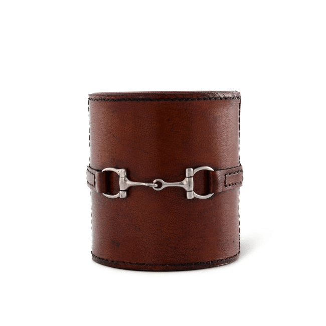 Leather Pewter Stirrup Accent Pen Holder - A Taste of Kentucky