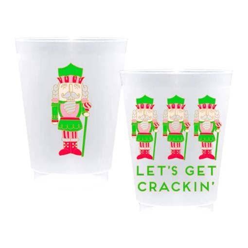 Let's Get Crackin' Nutcracker Shatterproof Frost Flex Plastic Cups (Set of 10) - A Taste of Kentucky