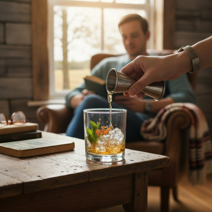 A classic cocktail being served in the handsome 1957 retro Derby rocks glass.